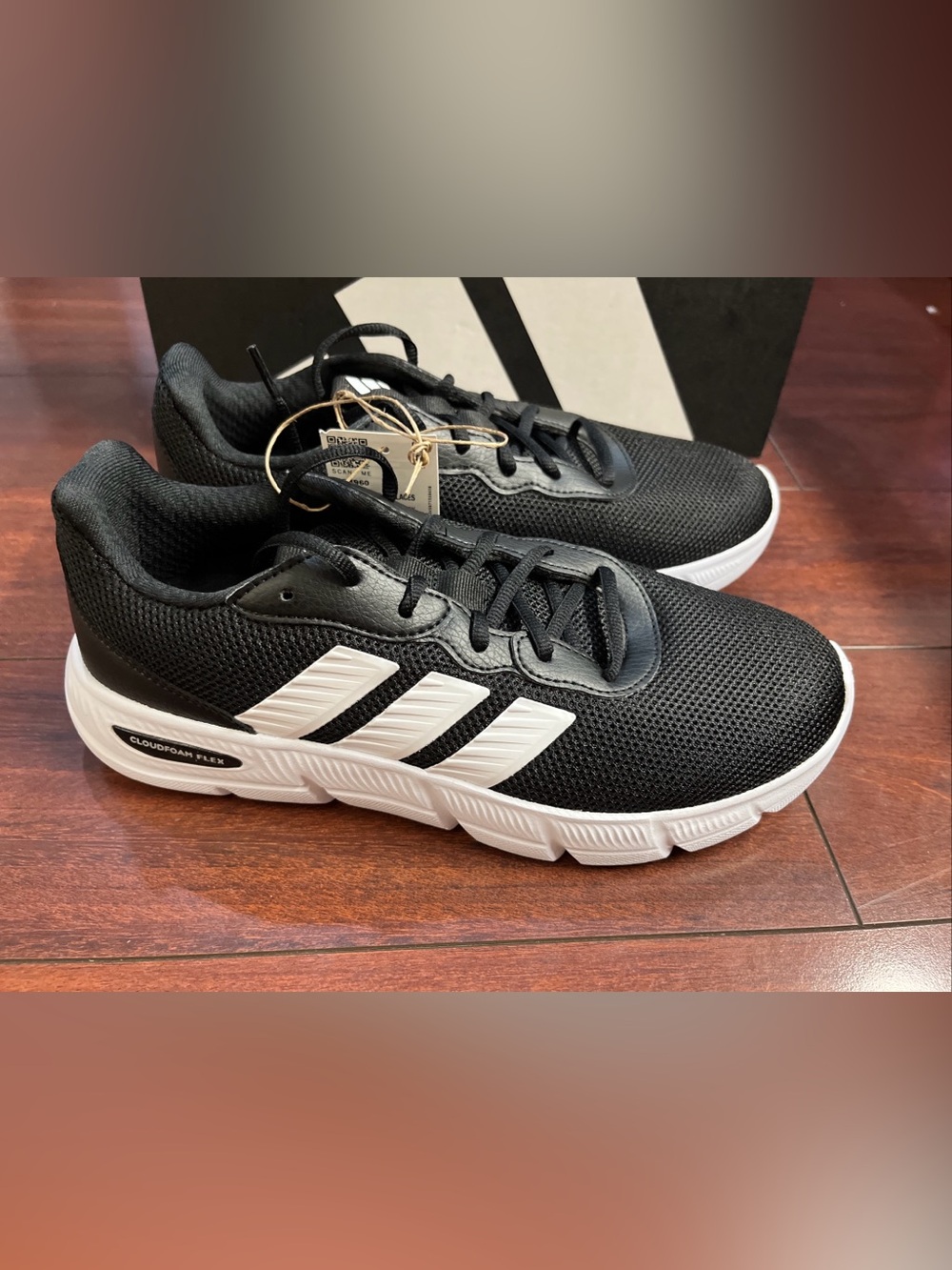 Womens 8.5 Adidas Cloudfoam Flex - Laces Black Shoe Sneaker Walking Running New - Picture 7 of 16